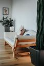 White Sofa with Wood Frame